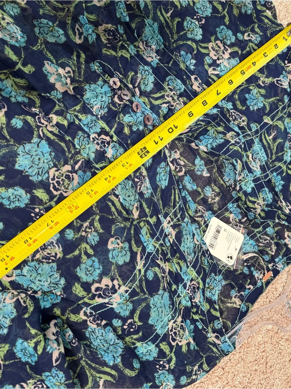 NWT Free People See It Through Maxi Floral Long Sleeve Dress Blue Size M